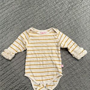 Ruffle Butts Cream and Yellow Striped Bodysuit